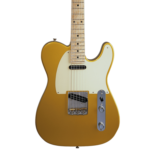 Front of Fender Custom Shop Danny Gatton Signature Tele NOS Frost Gold.