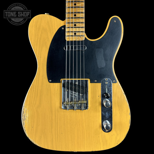 Front of Fender Custom Shop Dealer Select 52 Telecaster AAAA Journeyman Relic Butterscotch Blonde R149287.