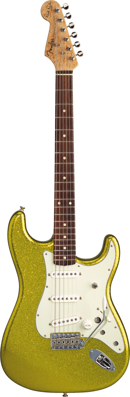 Full frontal of Fender Custom Shop Dick Dale Stratocaster Rosewood Fingerboard Chartreuse Sparkle.