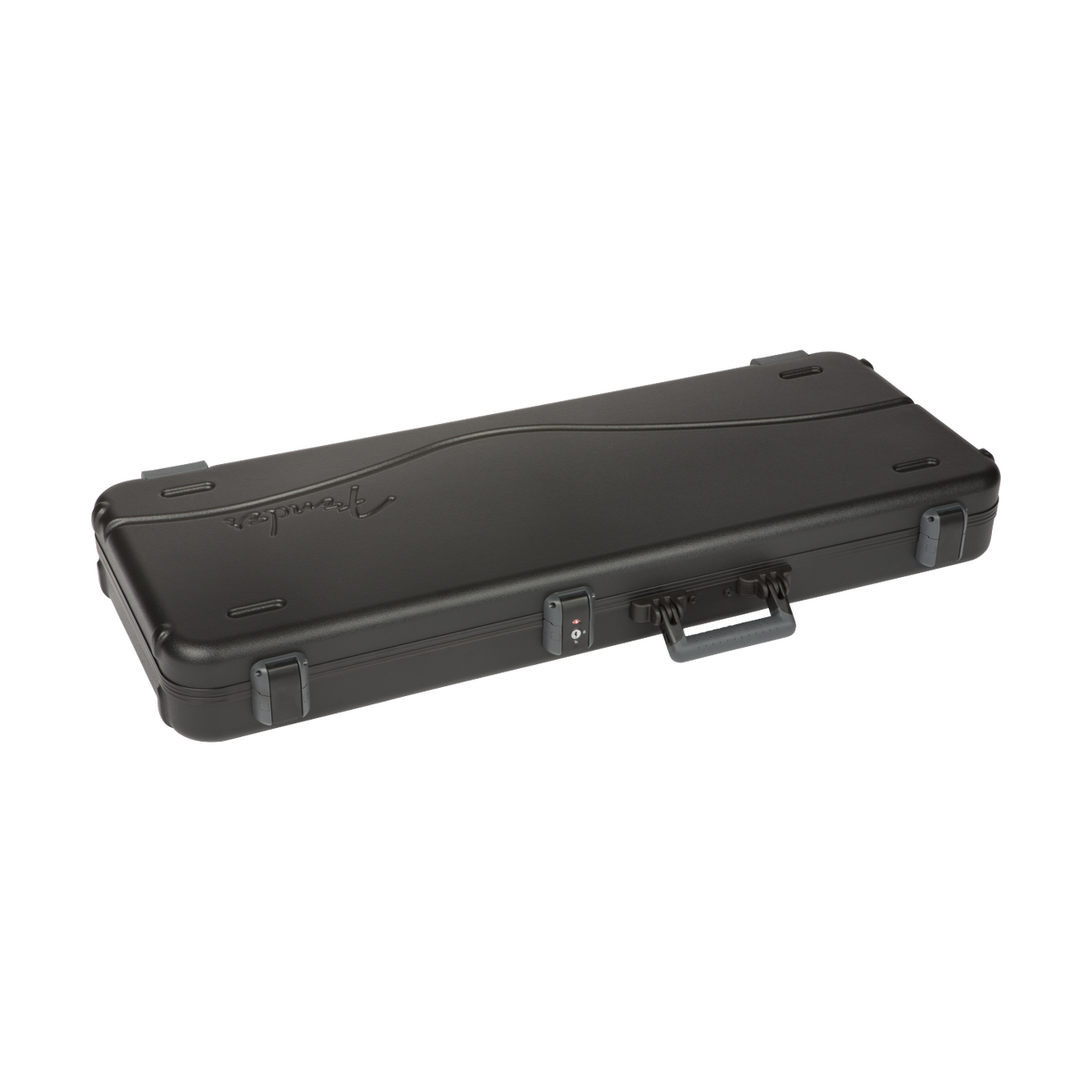 Front angle of Fender Deluxe Molded Strat/Tele Case Black.