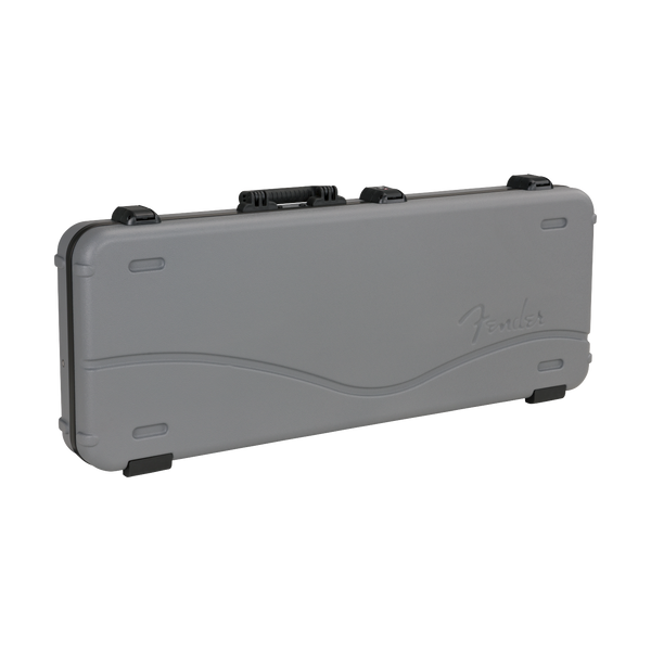 Front of Fender Deluxe Molded Strat/Tele Case Silver/Blue.