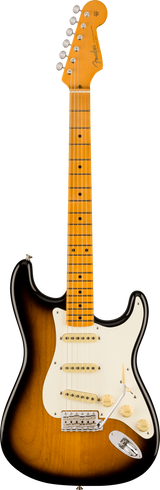 Full frontal of Fender Eric Johnson Stratocaster Maple  2-Color Sunburst.