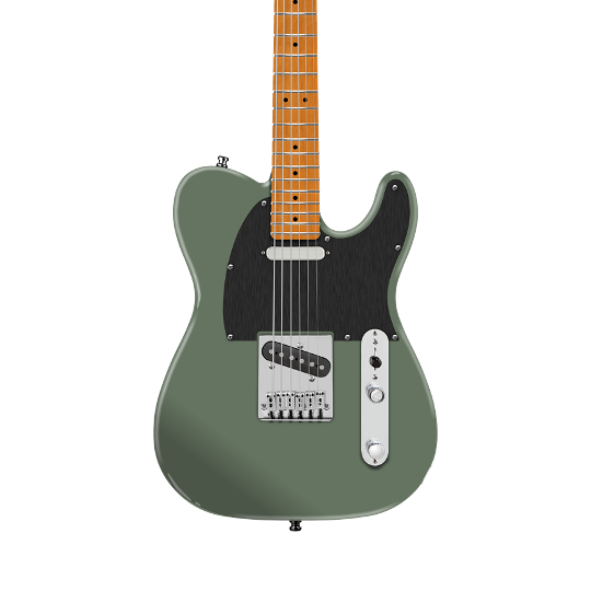 Front of Fender FSR Limited Edition American Ultra II Telecaster Roasted MP Antique Olive.