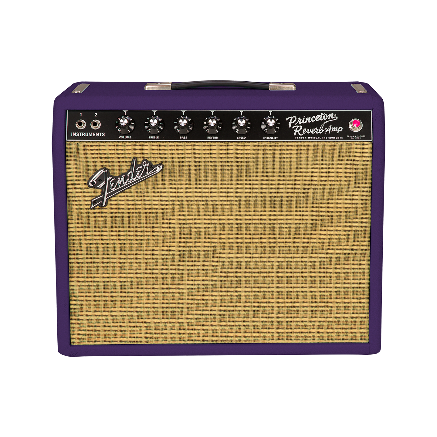 Front of Fender FSR ’65 Princeton Reverb Plum Greenback 1x12 Combo.