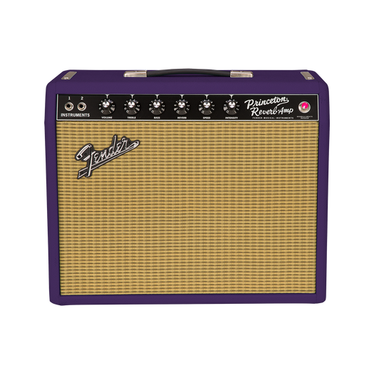 Front of Fender FSR ’65 Princeton Reverb Plum Greenback 1x12 Combo.