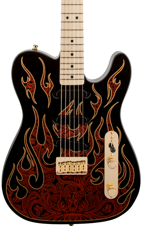 Front of Fender James Burton Telecaster MP Red Paisley Flames.