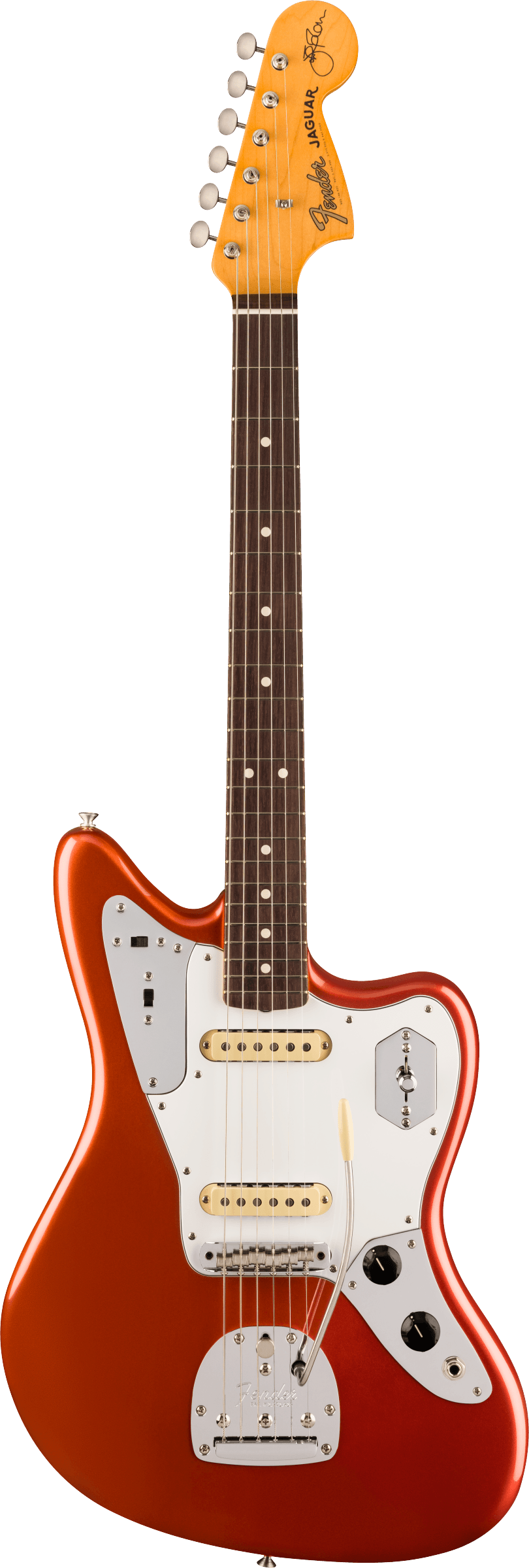 Full frontal of Fender Johnny Marr Jaguar Signature Model Metallic KO.