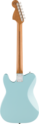 Back of Fender Kingfish Delta Day Telecaster Deluxe Rosewood Daphne Blue.