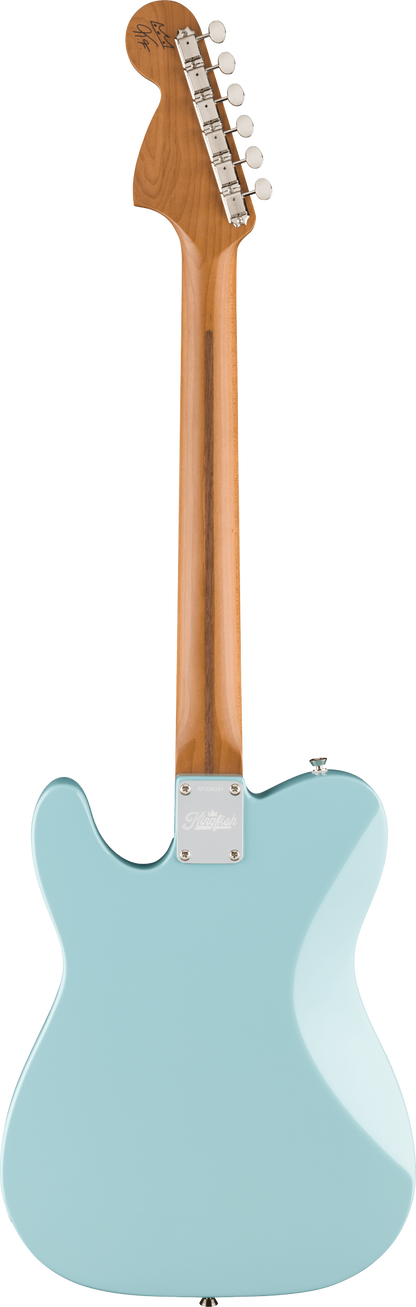 Back of Fender Kingfish Delta Day Telecaster Deluxe Rosewood Daphne Blue.