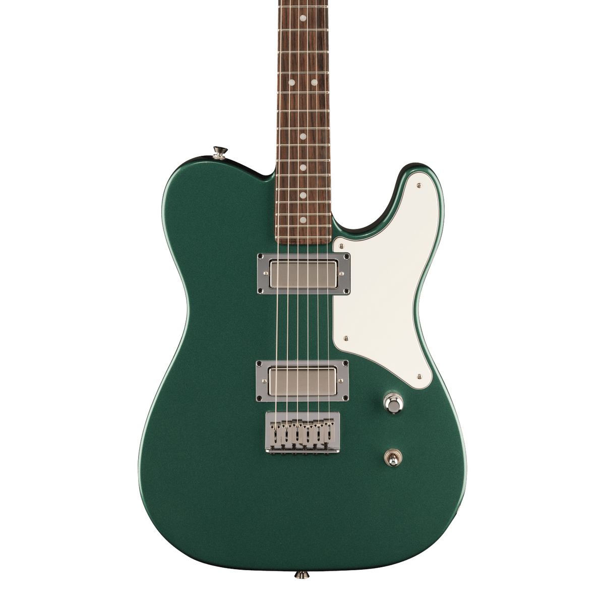 Front of Fender Limited Edition American Cabronita Special Sherwood Green Metallic.