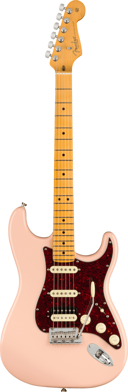 Full frontal of Fender Limited Edition American Professional II Stratocaster HSS MP Shell Pink.