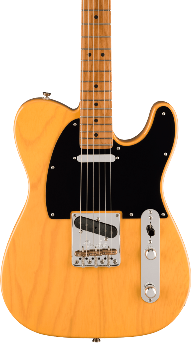 Front of Fender Limited Edition American Professional II Tele Roasted MP Butterscotch Blonde Ash.