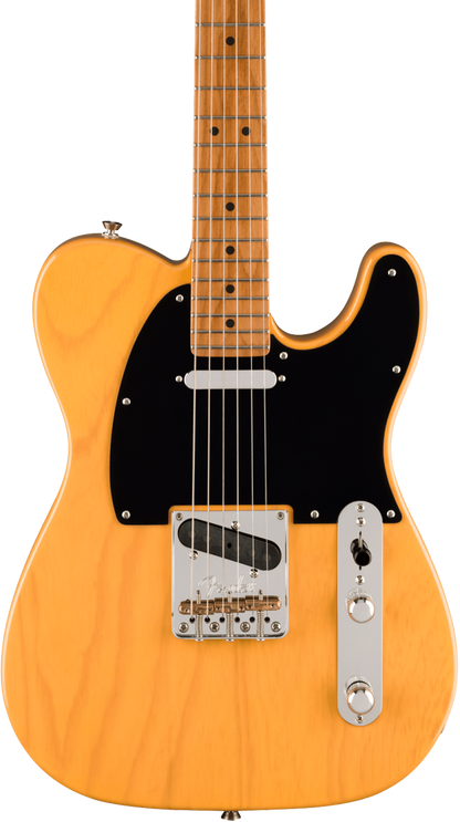 Front of Fender Limited Edition American Professional II Tele Roasted MP Butterscotch Blonde Ash.
