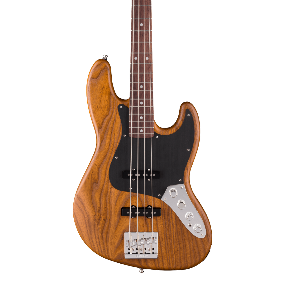 Front of Fender Limited Edition American Ultra II Jazz Bass Roasted Maple Natural.