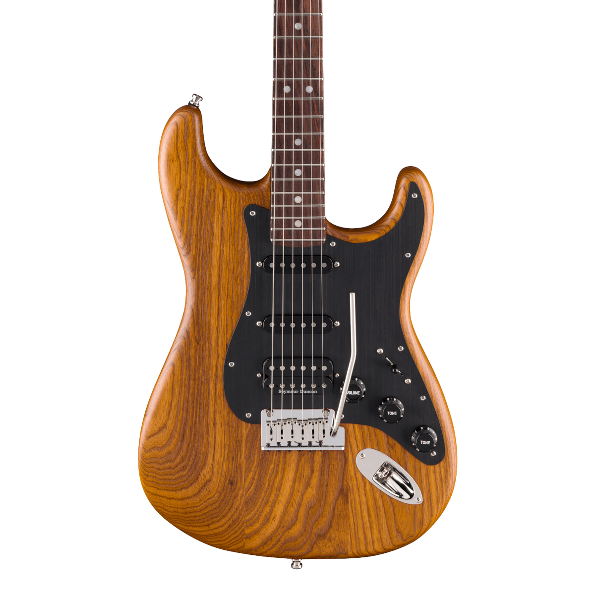 Front of Fender Limited Edition American Ultra II Stratocaster HSS Rosewood Natural.