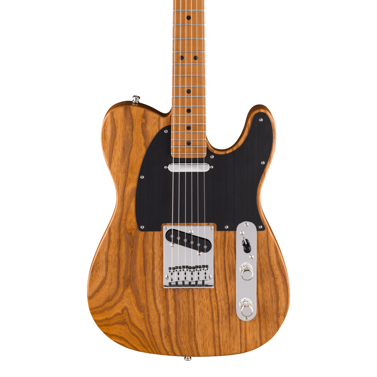 Front of Fender Limited Edition American Ultra II Telecaster Roasted Maple Natural.