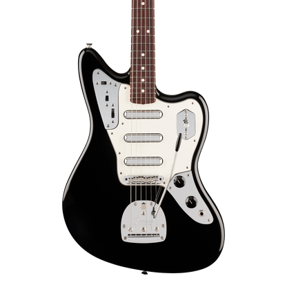 Front of Fender Limited Edition Johnny Marr Signature Special Jaguar Rosewood  Black.