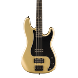 Front of Fender Limited Edition Player Fusion Precision Bass HH Ebony Halo Metallic.