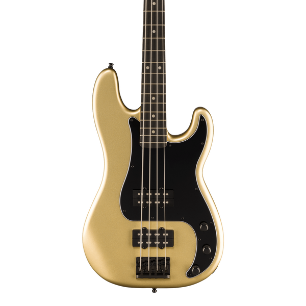 Front of Fender Limited Edition Player Fusion Precision Bass HH Ebony Halo Metallic.