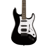 Front of Fender Limited Edition Player Fusion Stratocaster HSS Ebony Black.