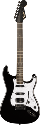 Full frontal of Fender Limited Edition Player Fusion Stratocaster HSS Ebony Black.