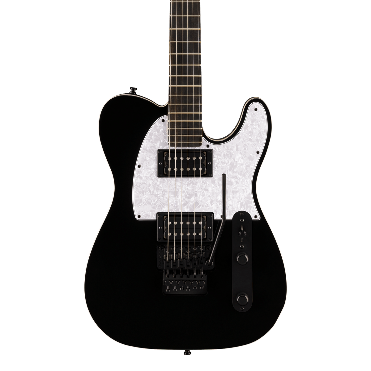 Front of Fender Limited Edition Player Fusion Telecaster HH Floyd Rose Ebony Black.