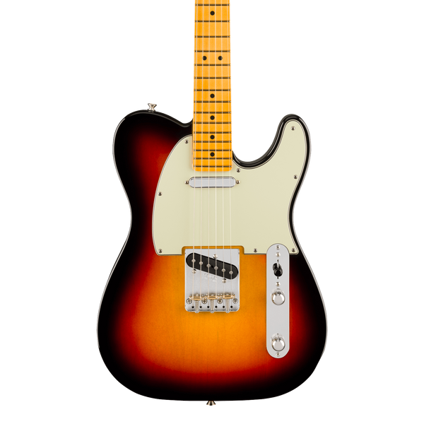 Front of Fender Limited Edition Pro Classic Silent Telecaster Maple 3-Color Sunburst.