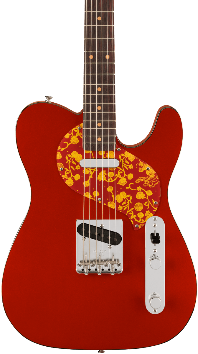 Front of Fender Limited Edition Raphael Saadiq Telecaster RW Dark Metallic Red.