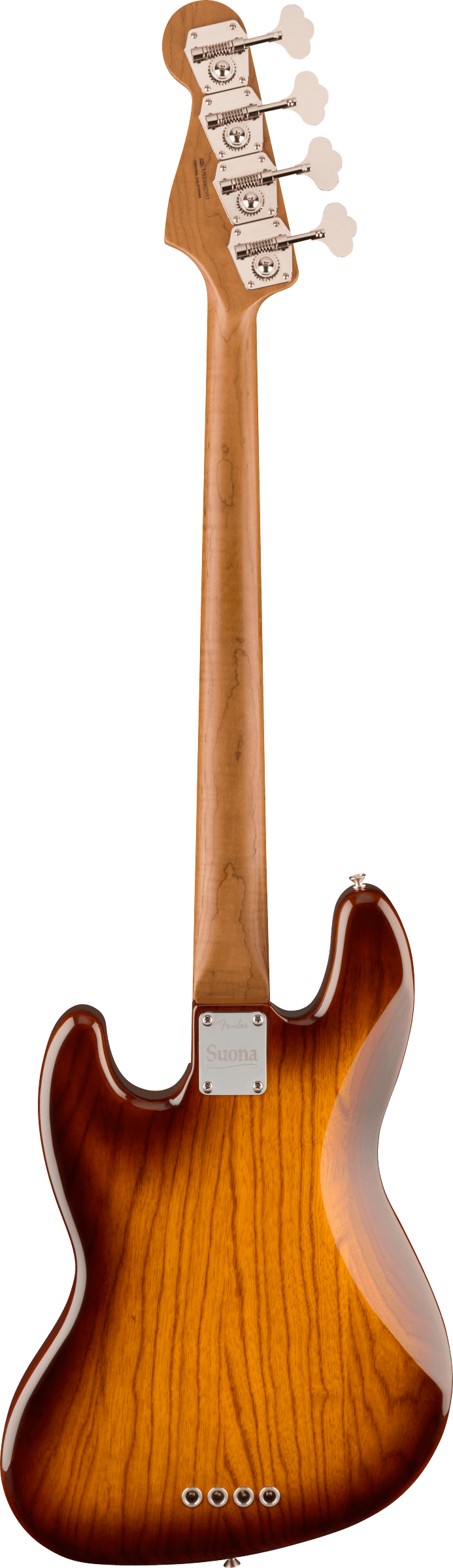 Back of Fender Limited Edition Suona Jazz Bass Thinline Ebony Fingerboard Violin Burst.