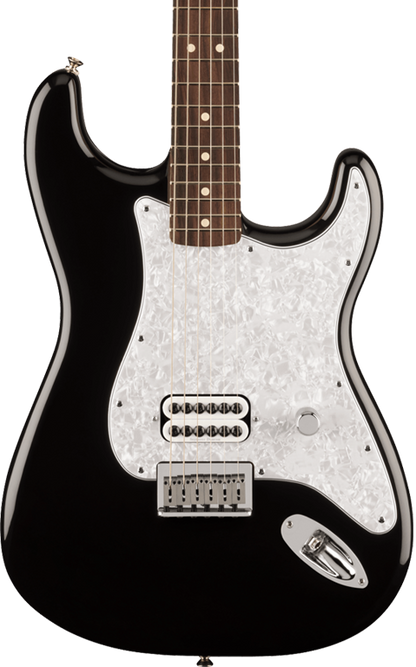 Front of Fender Limited Edition Tom Delonge Stratocaster RW Black.