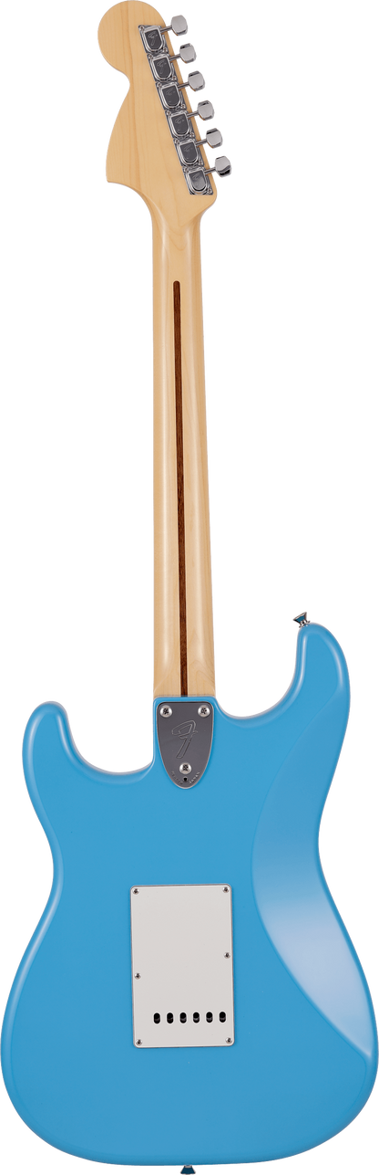 Back of Fender Made in Japan Limited International Color Stratocaster MP Maui Blue.