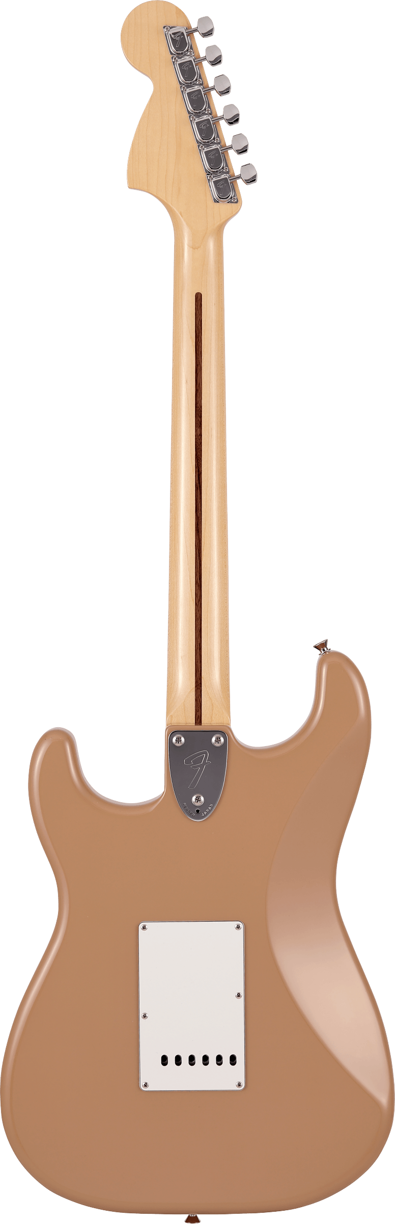 Back of Fender Made in Japan Limited International Color Stratocaster MP Sahara Taupe.