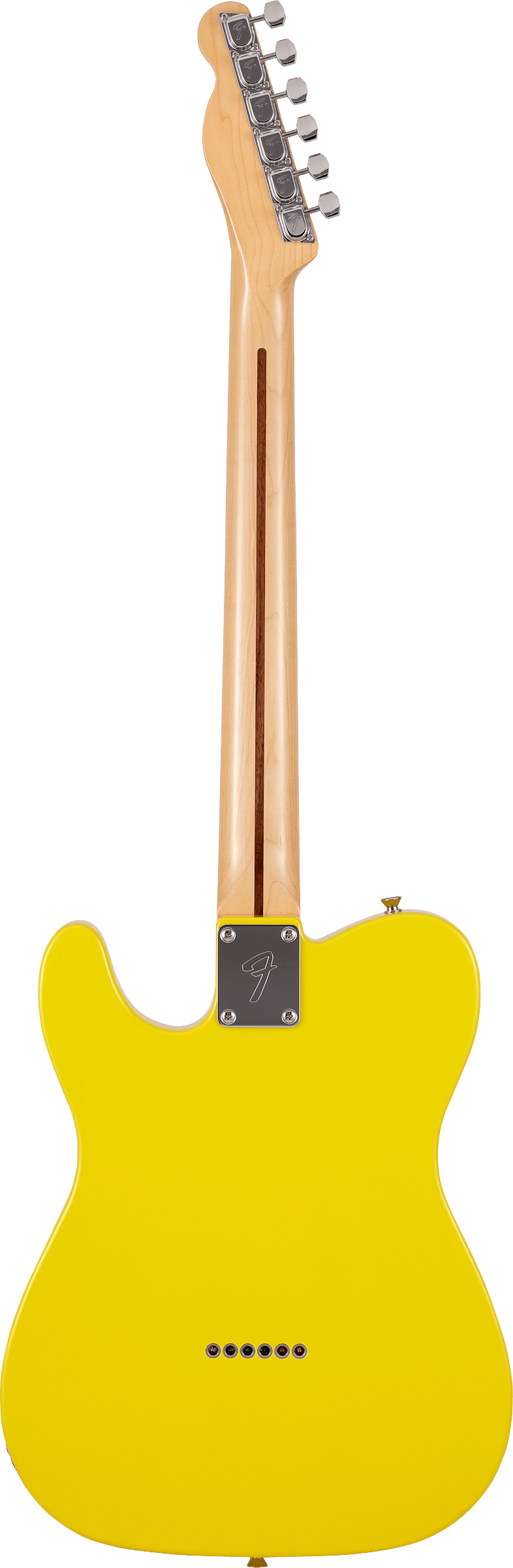Back of Fender Made in Japan Limited International Color Telecaster MP Monaco Yellow.
