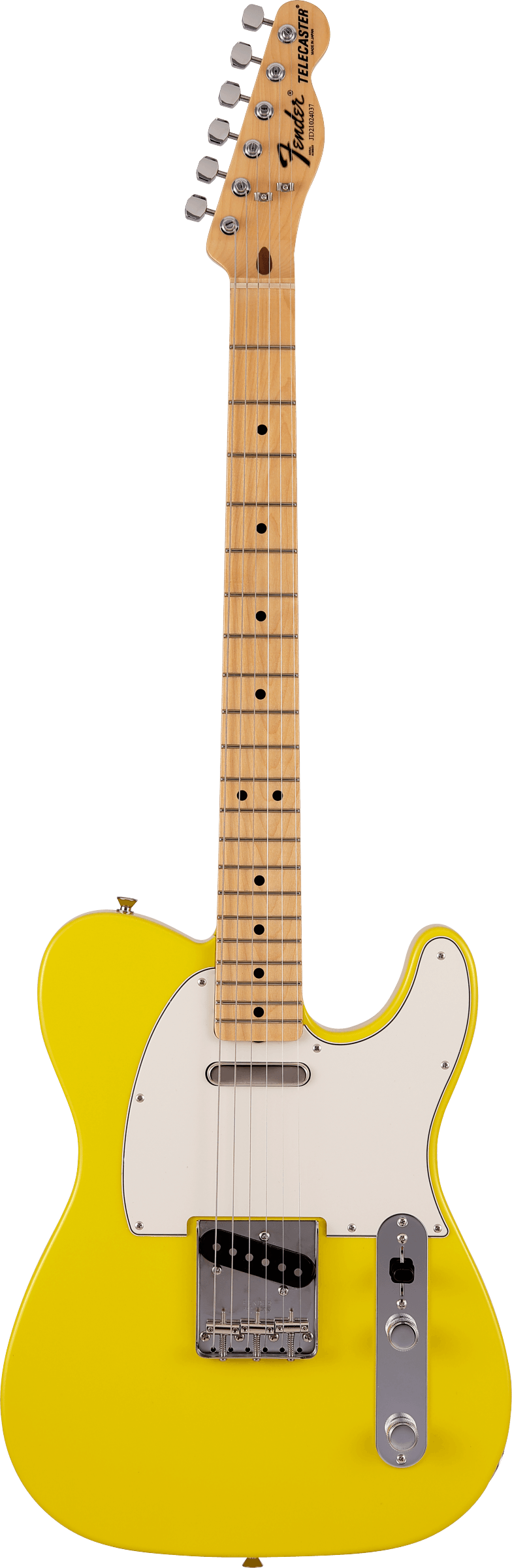 Full frontal of Fender Made in Japan Limited International Color Telecaster MP Monaco Yellow.