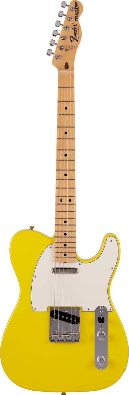 Full frontal of Fender Made in Japan Limited International Color Telecaster MP Monaco Yellow.