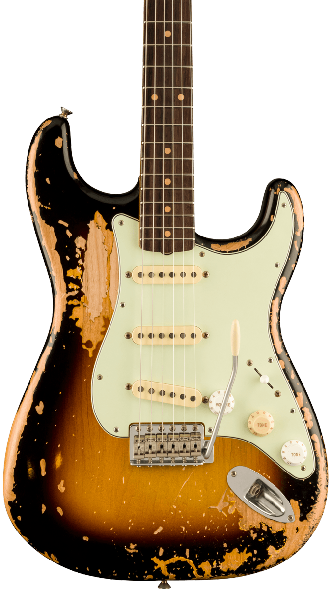 Front of Fender Mike McCready Stratocaster RW 3-Color Sunburst.