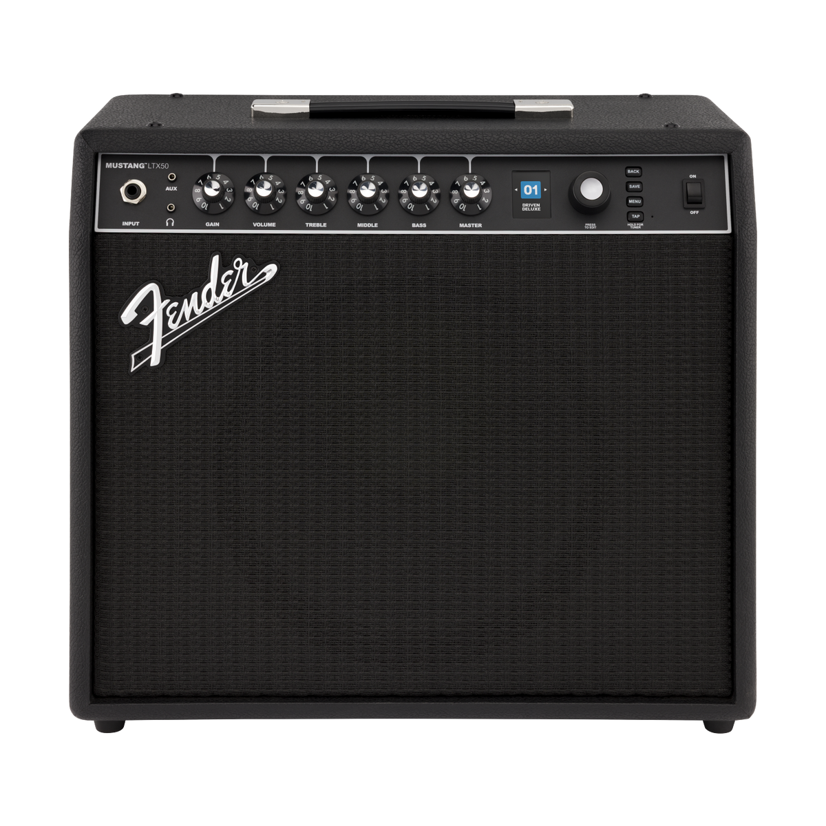 Front of Fender Mustang LTX50 1x12 Combo.