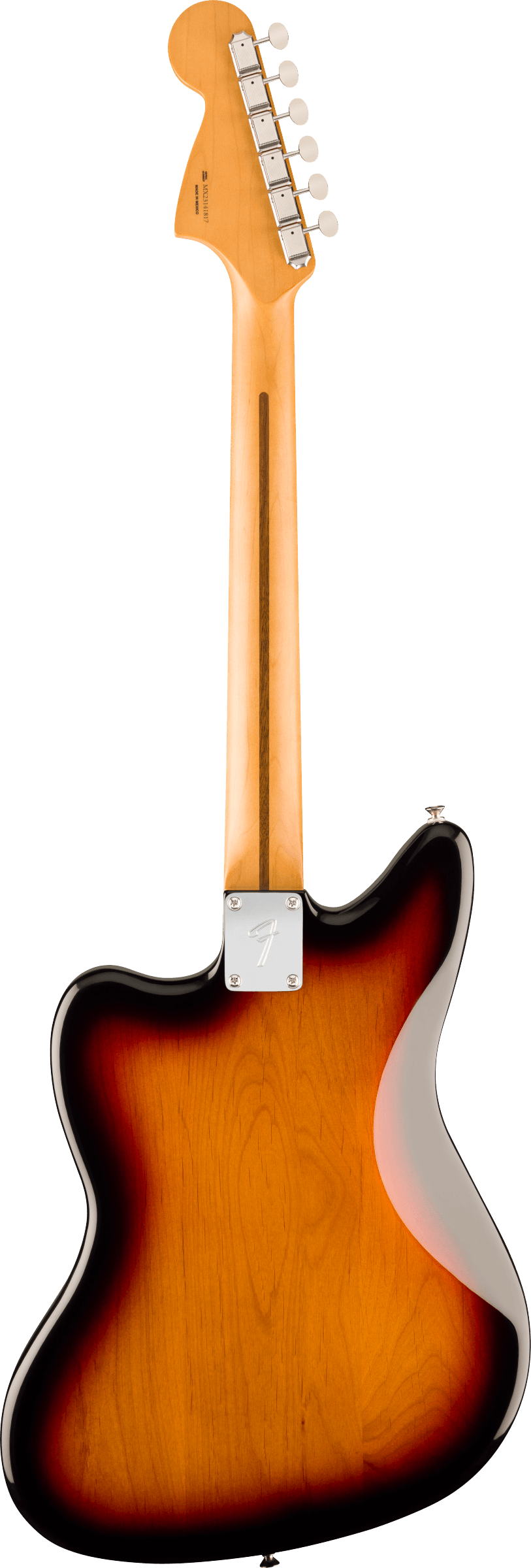 Back of Fender Player II Jaguar Rosewood Fingerboard 3 Color Sunburst.
