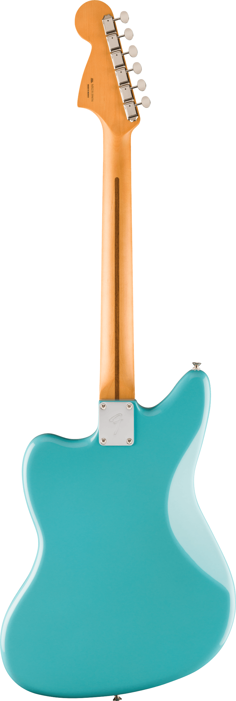 Back of Fender Player II Jaguar Rosewood Fingerboard Aquatone Blue.