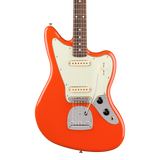 Front of Fender Player II Jaguar Rosewood Rallye Orange.
