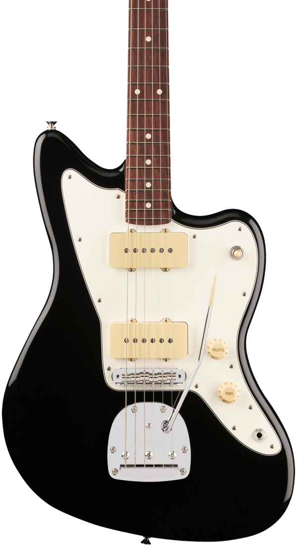 Front of Fender Player II Jazzmaster Rosewood Fingerboard Black.