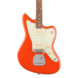 Front of Fender Player II Jazzmaster Rosewood Rallye Orange.