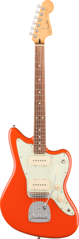 Full frontal of Fender Player II Jazzmaster Rosewood Rallye Orange.
