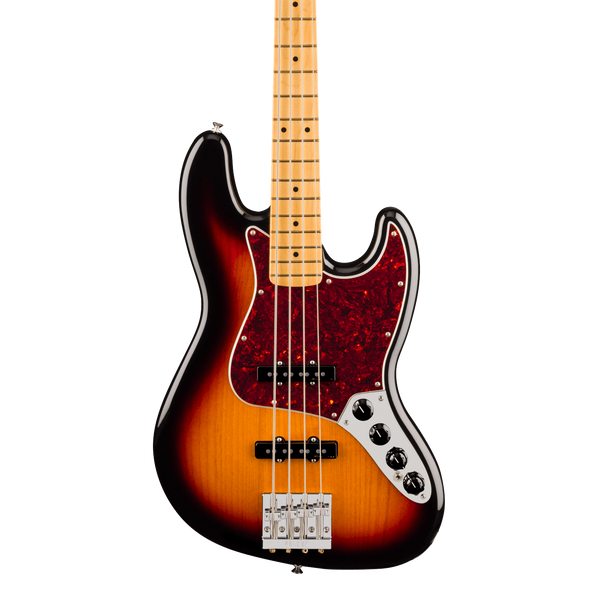 Front of Fender Player II Modified Active Jazz Bass MP 3 Tone Sunburst.