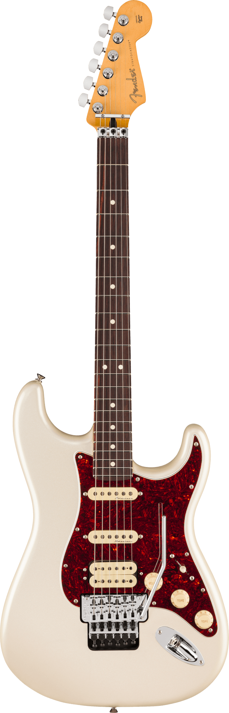 Full frontal of Fender Player II Modified Stratocaster HSS Floyd Rose RW Olympic Pearl.
