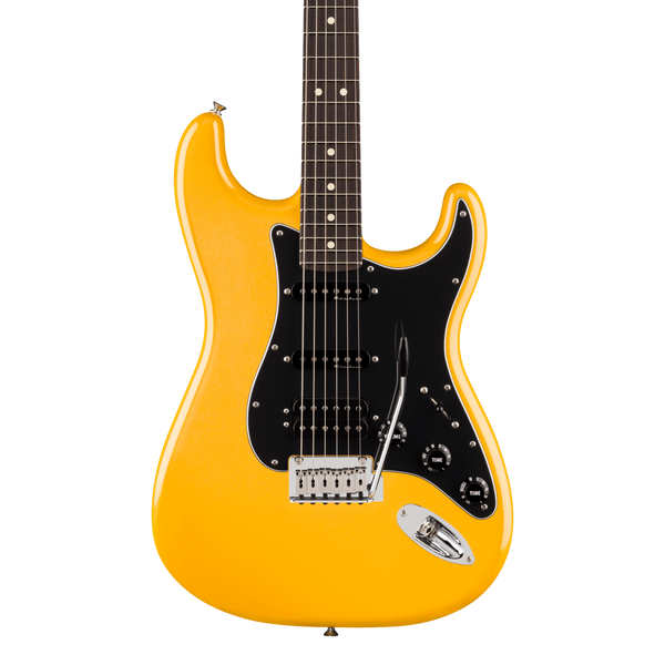 Front of Fender Player II Modified Stratocaster HSS RW Sunshine Yellow.