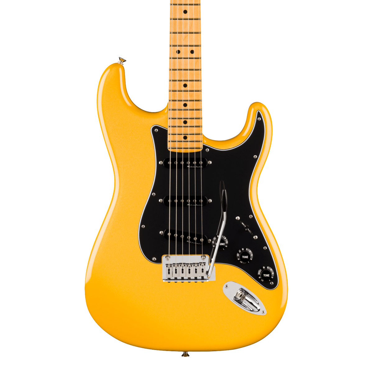 Front of Fender Player II Modified Stratocaster MP Sunshine Yellow.
