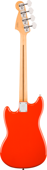 Back of Fender Player II Mustang Bass PJ Rosewood Fingerboard Coral Red.