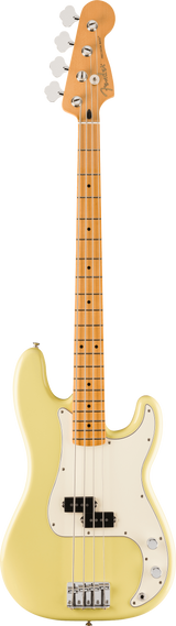 Full frontal of Fender Player II Precision Bass Maple Fingerboard Hialeah Yellow.