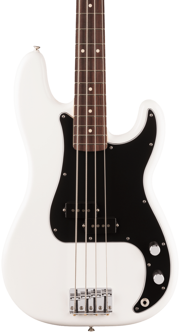 Front of Fender Player II Precision Bass Rosewood Fingerboard Polar White.